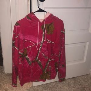 Pink women's juniors camo real tree hoodie